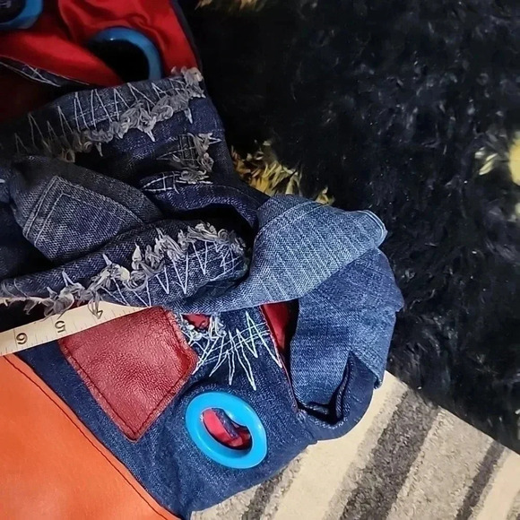 UPCYCLED Vintage Southpole extra large boho leather patchwork Hobo bag - Picture 6 of 12